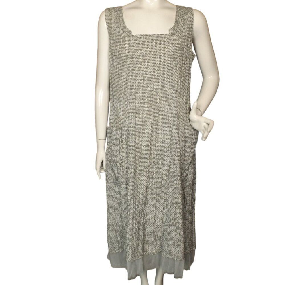 GERSHON BRAM Dress, XL, Summery, Pockets, Sleeveless, Greenish-gray abstract